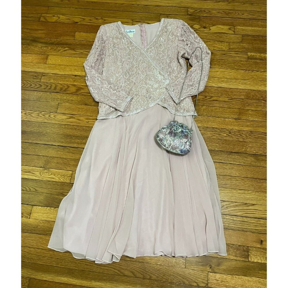 Vintage Jack Bryan Pale Pink Chiffon Beaded Gown Dress “1920’s Inspired” SZ 14